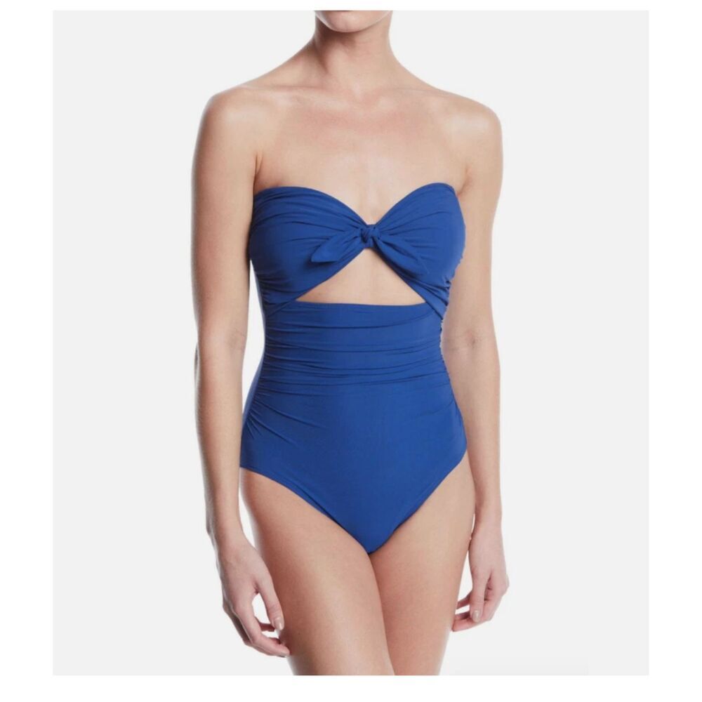 Kate Spade Grove Beach Tie Bandeau Blue One Piece Swimsuit